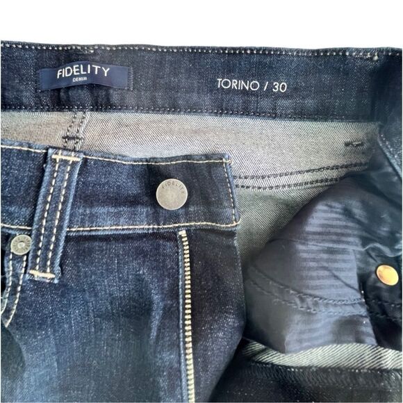 30x28 Fidelity Torino Slim Mens Denim New Calvary Dark Blue Wash - Picture 7 of 14